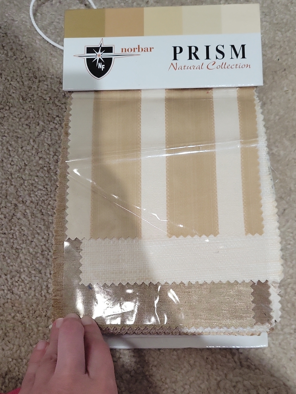 Norbar PRISM Natural Collection Beige & Cream Stripe Fabric Sample